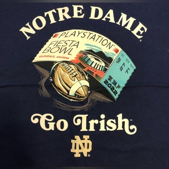 NIKE 2022 Playstation Fiesta Bowl Notre Dame T-shirt Small - New Without Tags - Picture 3 of 5